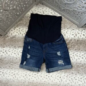 S.O.N.G. Maternity jean shorts pregnancy small distressed denim classic summer
